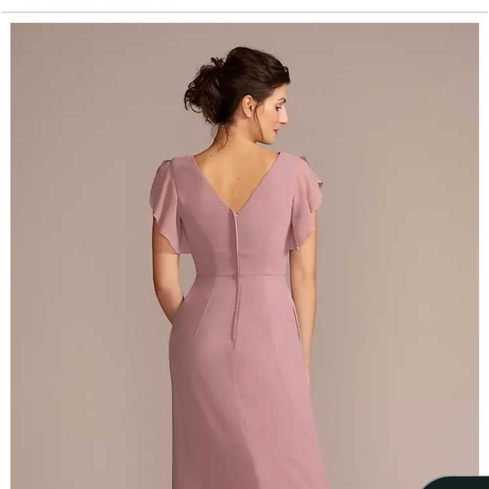 David’s Bridal As Is Flutter Sleeve Chiffon V-Neck Dress